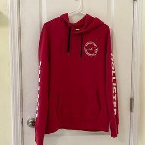 Hollister Logo Fleece Graphic  Hoodie Red Size Large